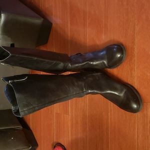 Leather knee high boots